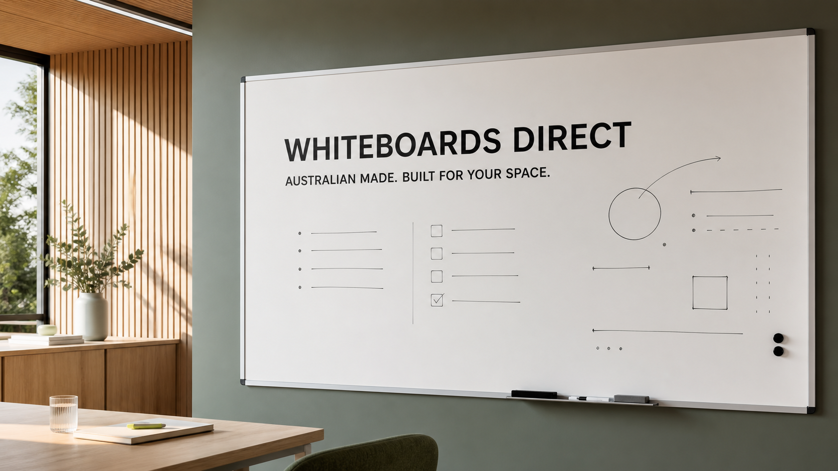 Whiteboards Direct product board in a bright workspace